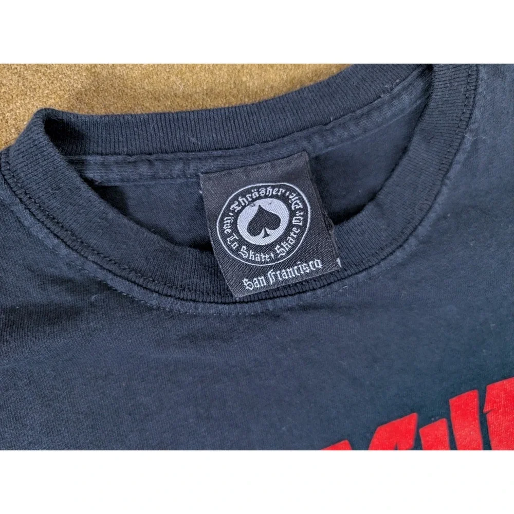 Thrasher Magazine Logo T-Shirt Size M Black Skateboarding Cotton Mens - Picture 3 of 6
